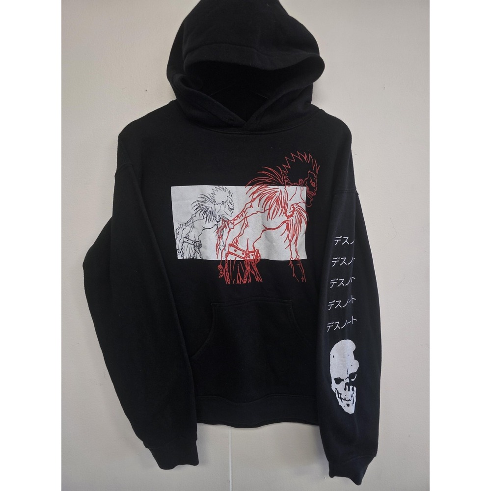 Death Note Hoodie Sweatshirt Mens Small Black Ryuk Anime‎ Graphic Skull Pullover